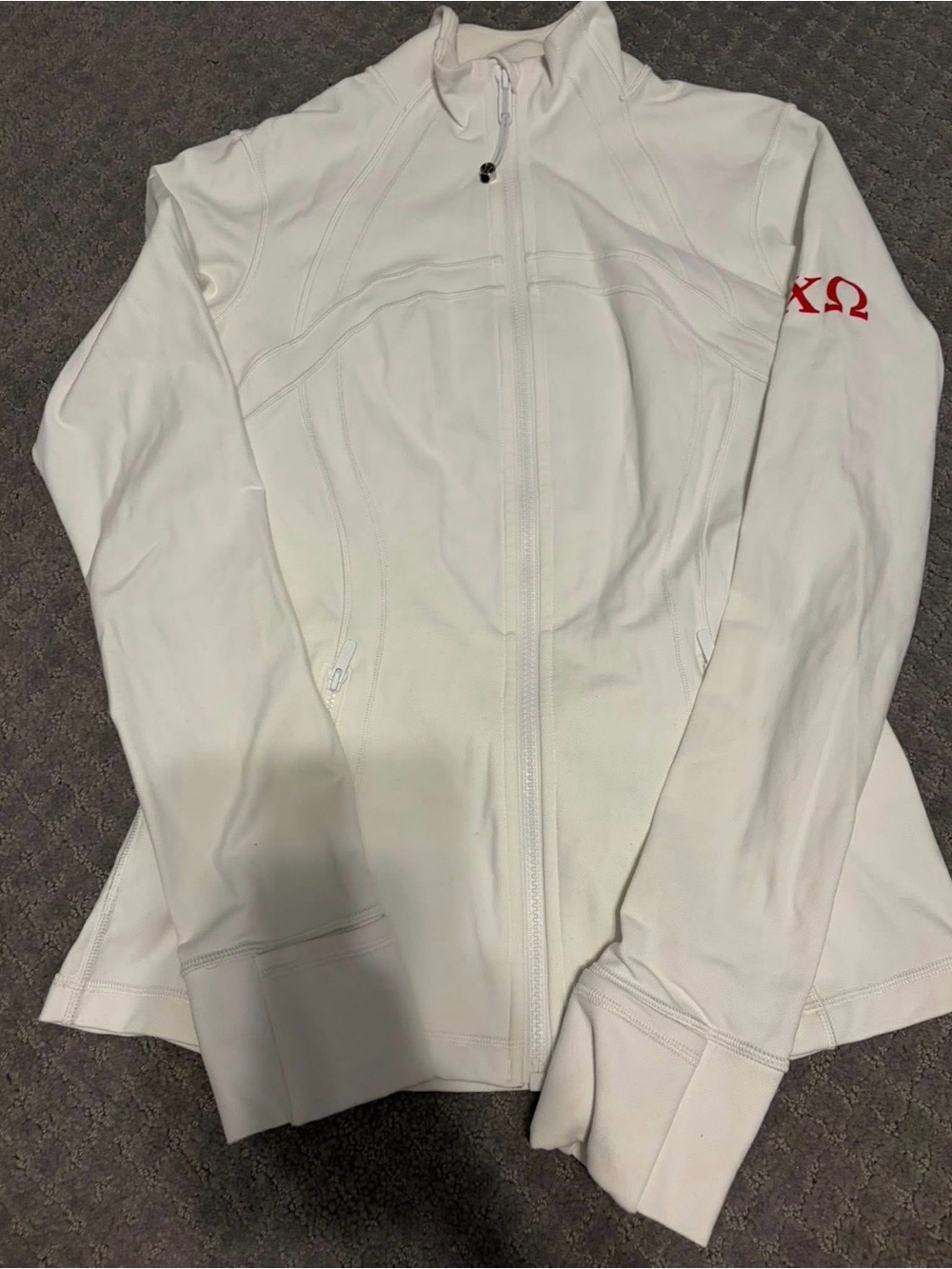 Lululemon WHITE define jacket Chi Omega XO Perfect condition ♥️ Sz 8